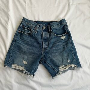 Levi’s 501 Button Fly High Rise Denim Shorts W26 Distressed Vintage Wash